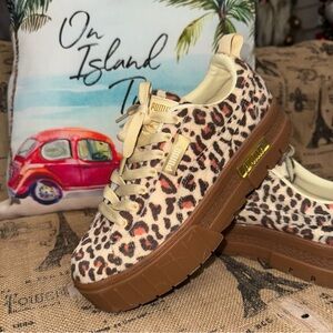 Puma Women's Mayze Leopard Platform Sneakers Shoes Casual In Brown/Beige Size 9